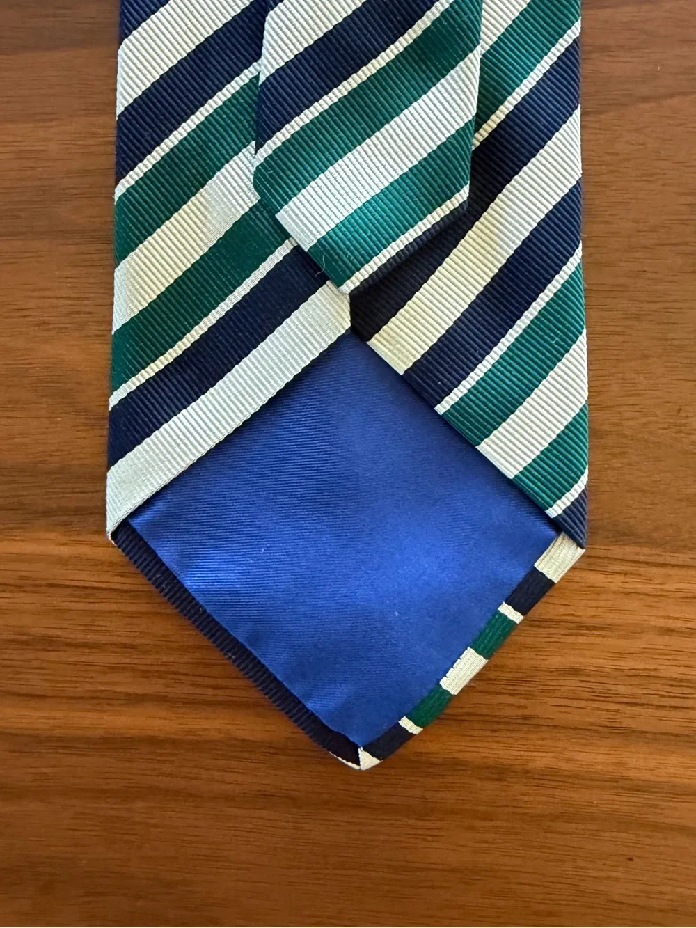 Drakes Striped Teal, Navy & White Men's Tie